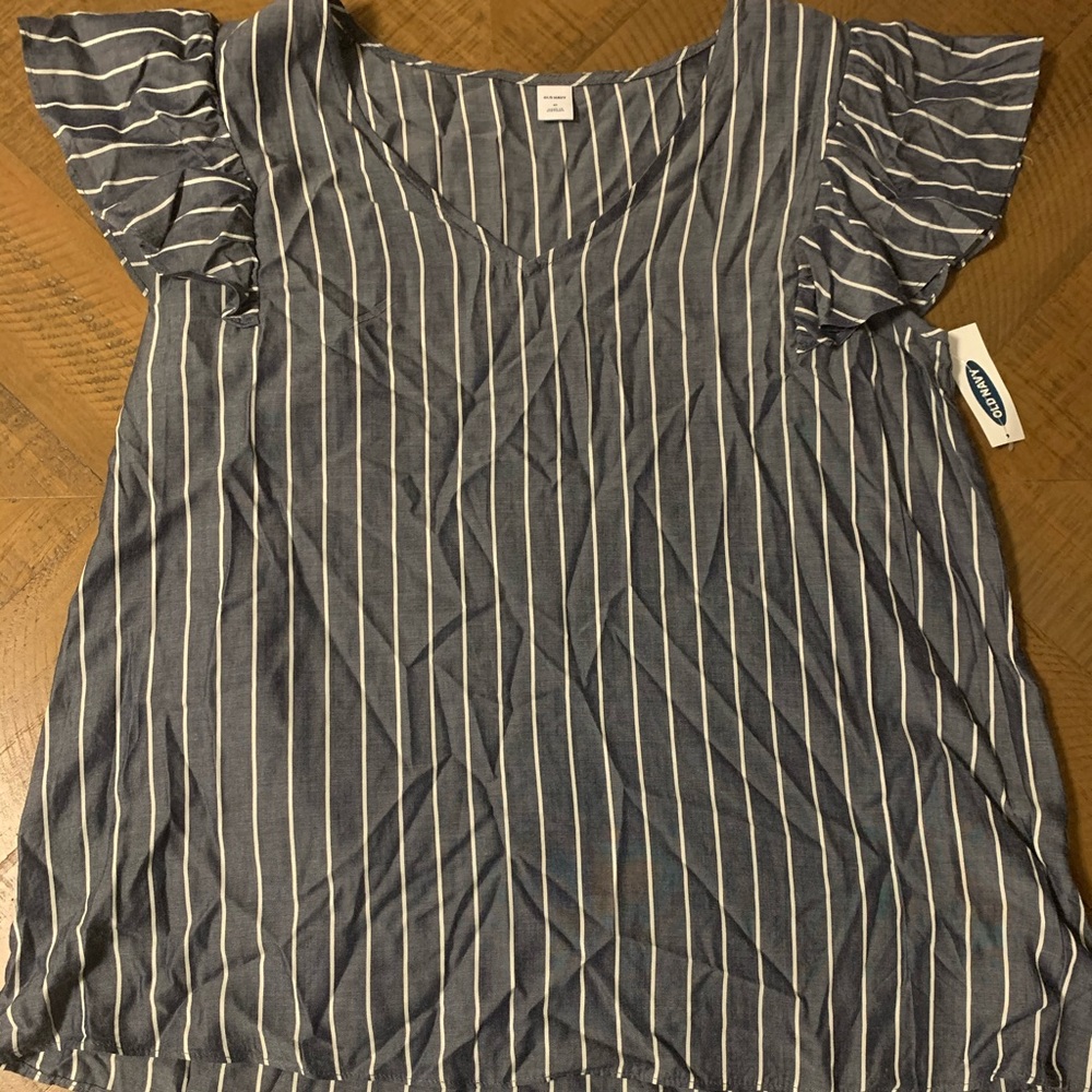 Old Navy Denim Blue Striped Top